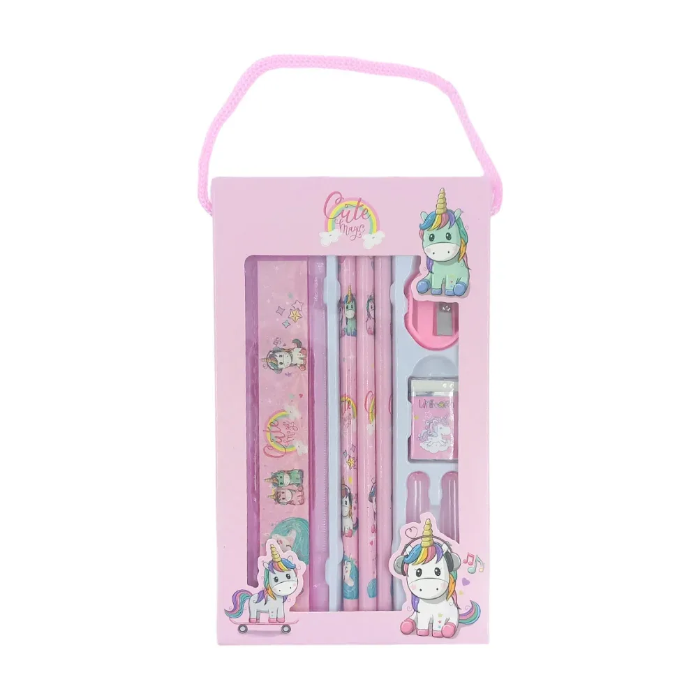 Kit papelería con lápices, regla, sacapuntas y borrador con estampado de personajes animados, variedad de modelos / hs-26 / 233545