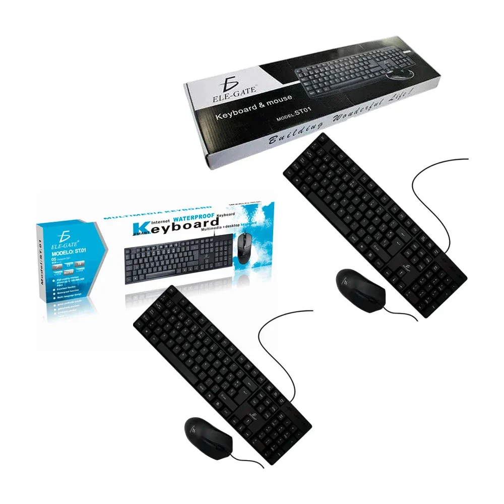 Kit de teclado y mouse usb alámbrico para computadora con slim waterproof / st.01