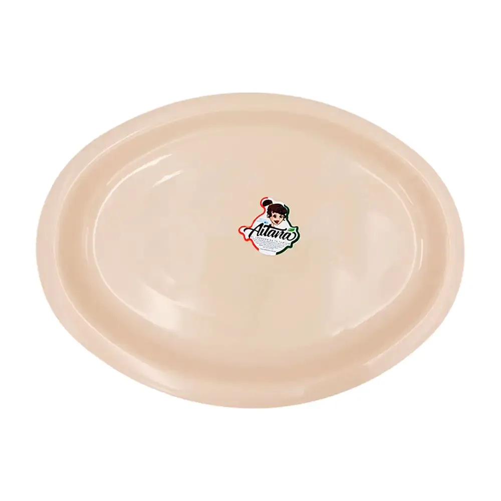 1pz Plato semi plano tampiqueño aitiana de 33x24.5cm en color beige