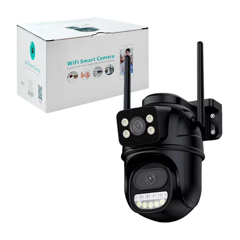 Cámara de seguridad inteligente wifi con doble lente y 2 antenas / 431011-8