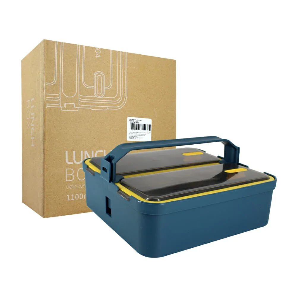 Juego de doble tupper rectangular metálico, variedad de colores / fh201