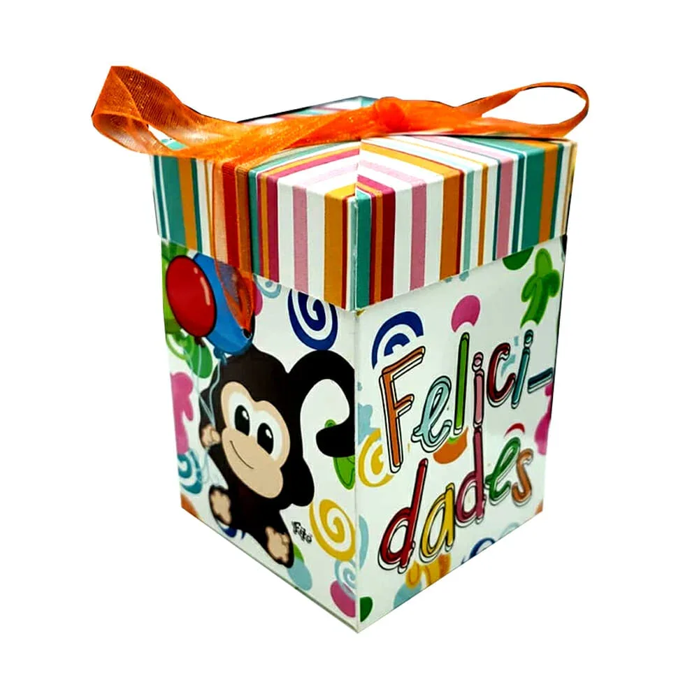 Chocolate con leche en caja automática con estampado animado y listón 30g, variedad de diseños / choco me late / borlitas / X016