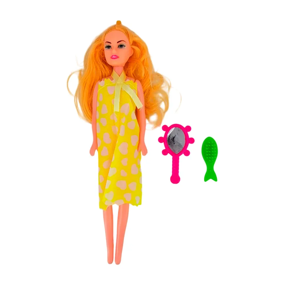Muñeca de juguete con vestimenta + espejo y cepillo en forma de pez, variedad de modelos / gdl3042 / 710