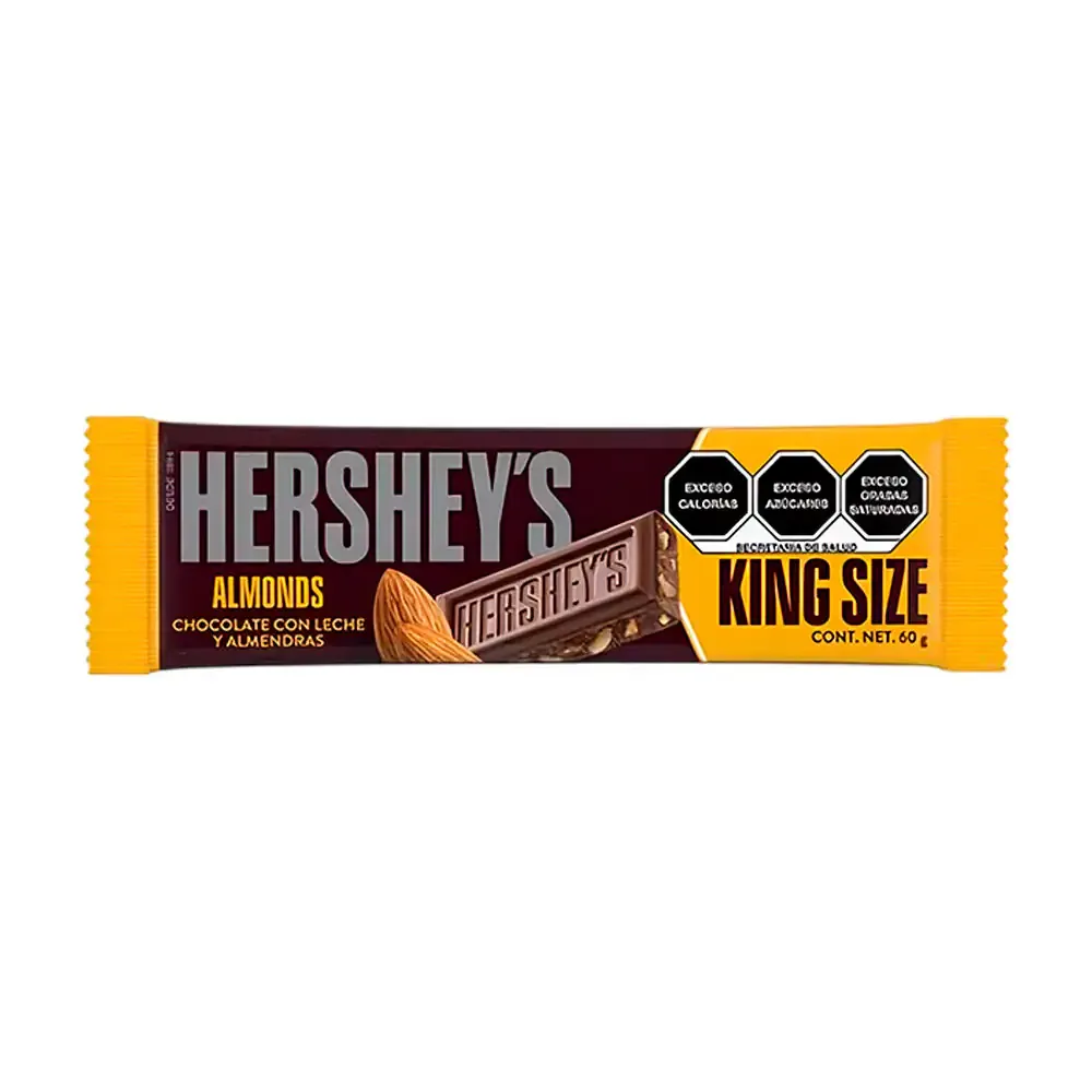 barra de chocolate hersheys con almendras king size de 60g / 544295