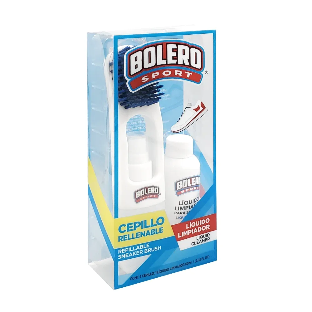 Kit de cepillo ergonómico y spray rellenable + líquido limpiador para tenis