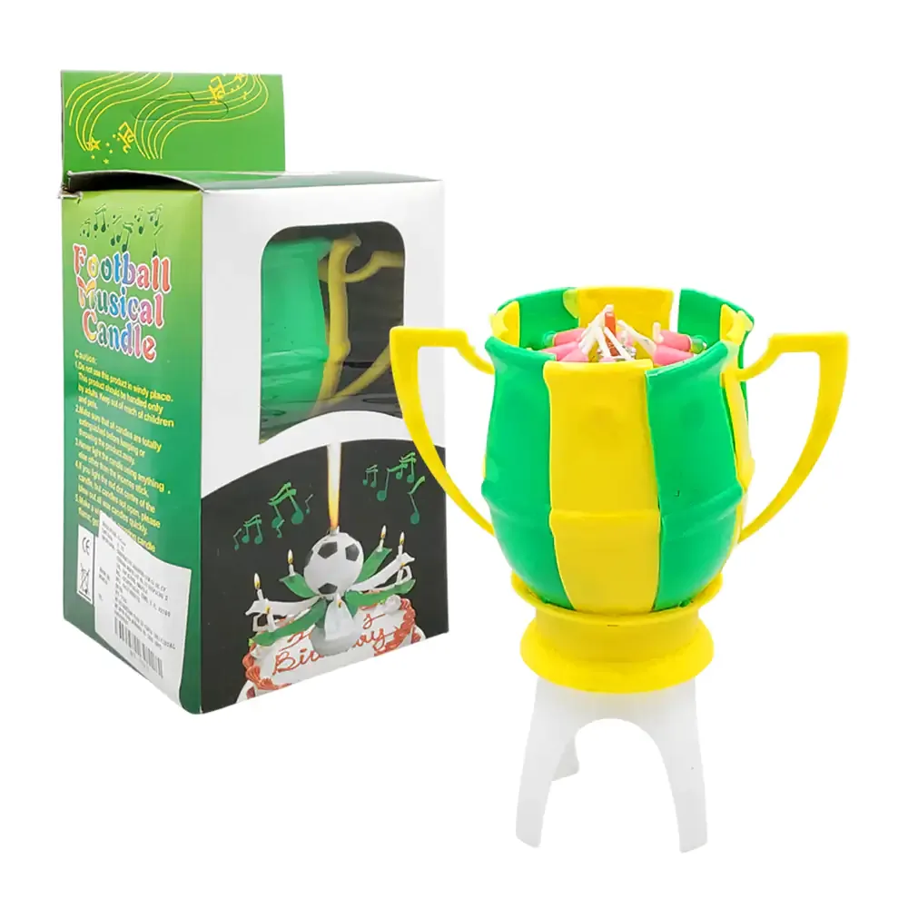 Vela para fiesta con temática de futbol y activación por calor, variedad