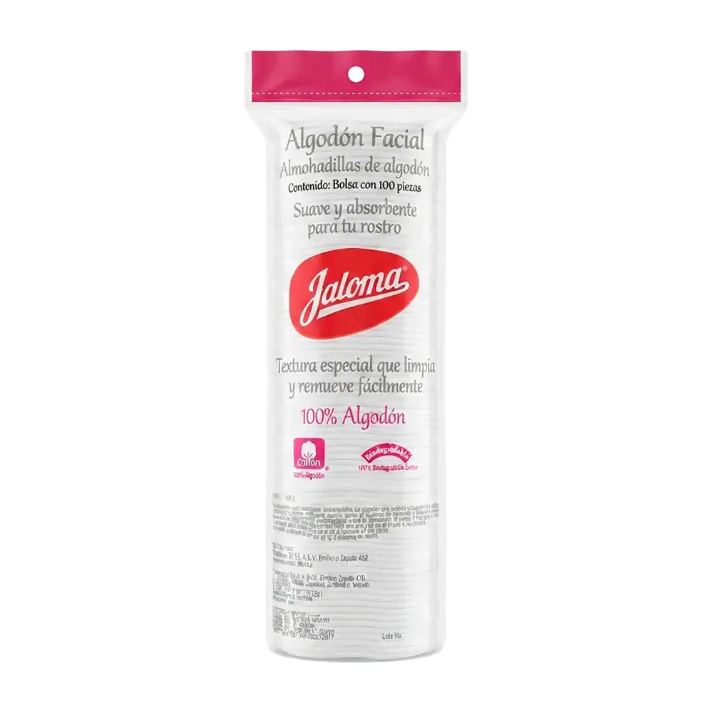Paquete jaloma con 100 pads circulares de algodón facial, 100% de algodón