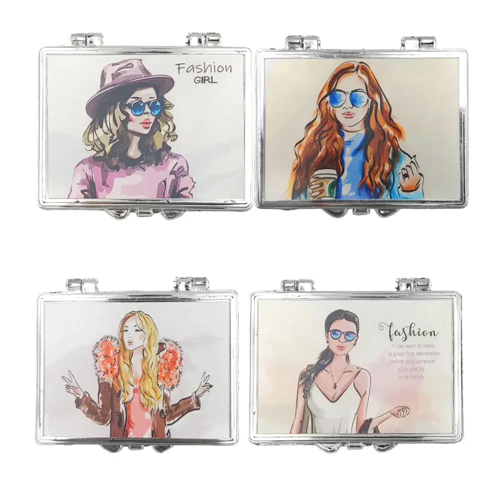 Espejo rectangular c&j flori de doble vista, 7x5cm, con estampado de chicas