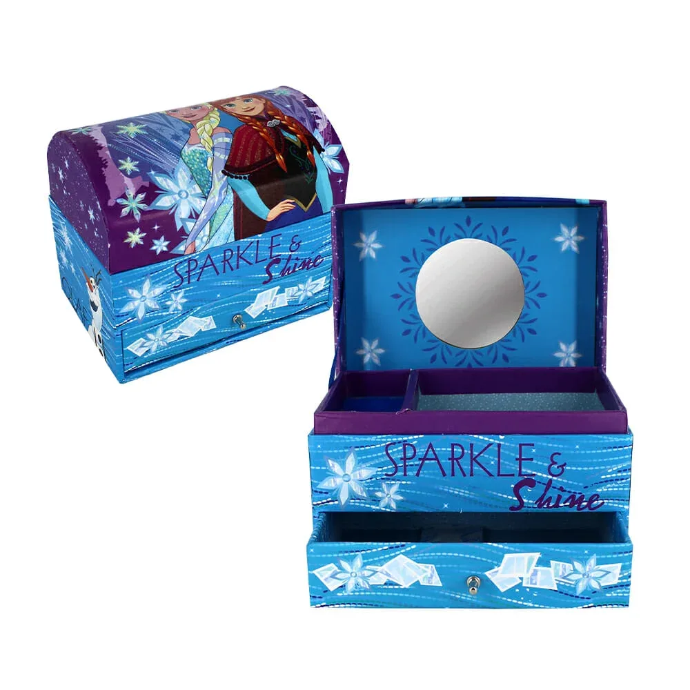 Cofre / joyero de 2 compartimentos, cajón y espejo con diseño de frozen / 72341a