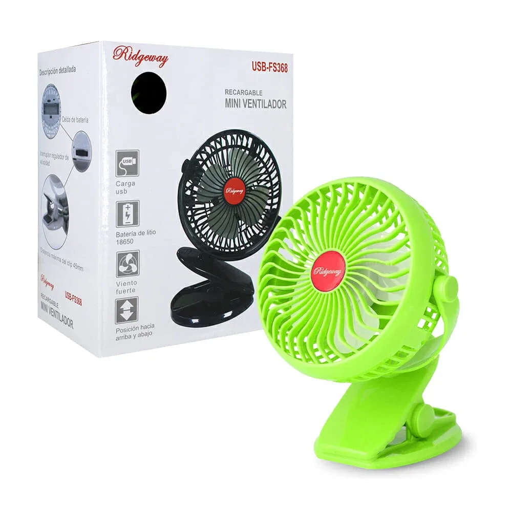 Ventilador portátil recargable usb, variedad de colores fs368