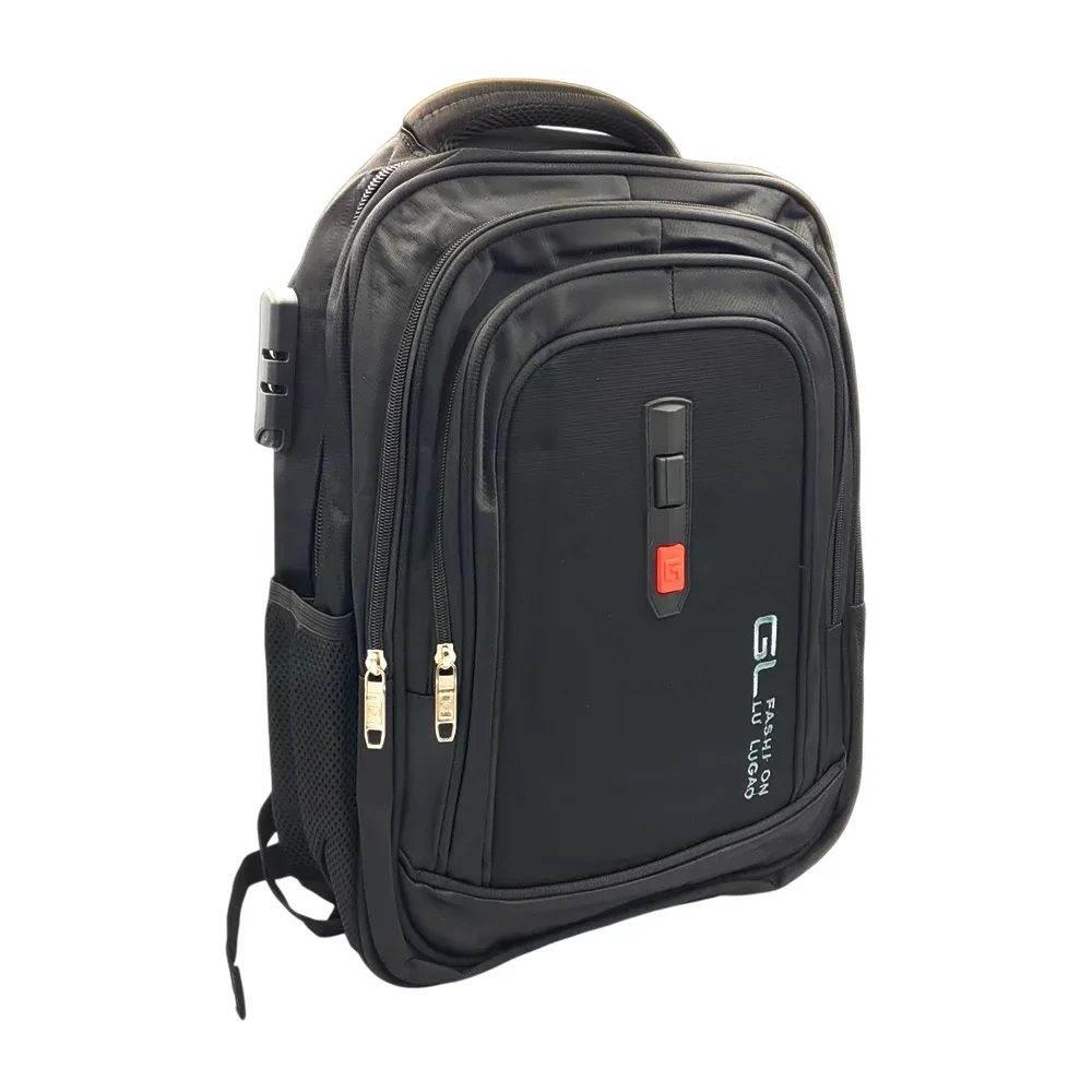 Mochila con 3 compartimentos, 2 redes laterales, broche de seguridad / 1114-17