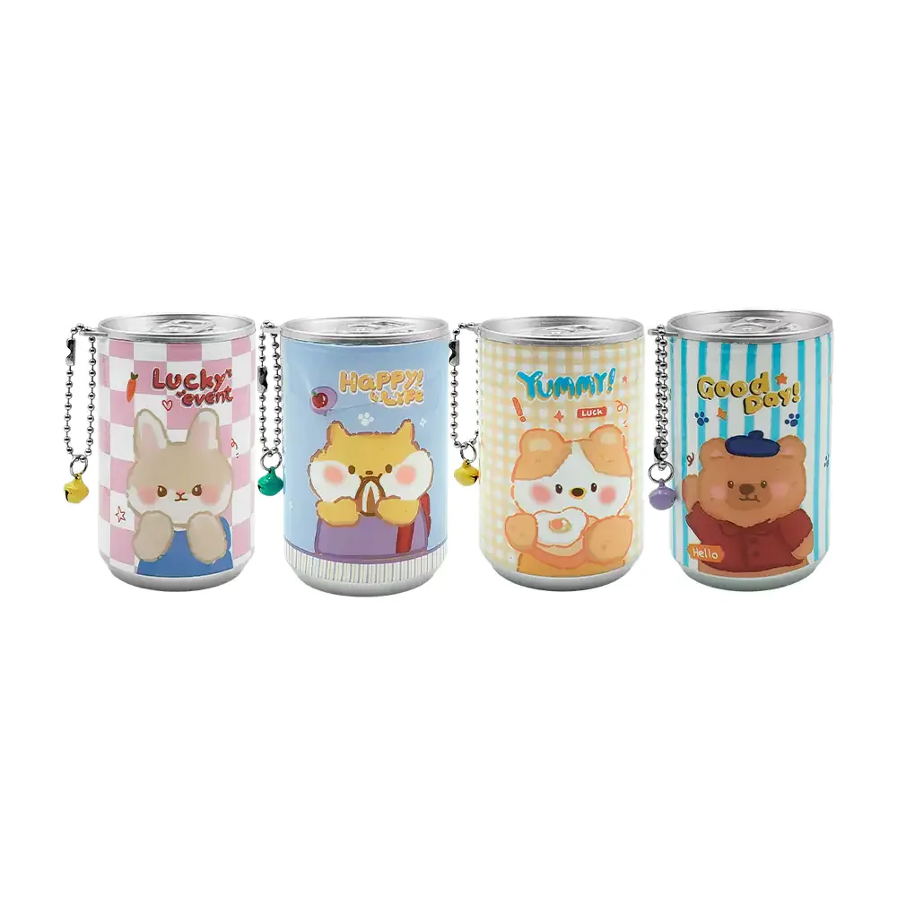 Mini lata con 30 toallitas húmedas, estampado de animalito kawaii + cascabel