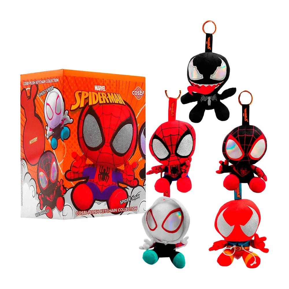 Caja con llavero sorpresa de diseño de personaje araña + tarjeta , variedad