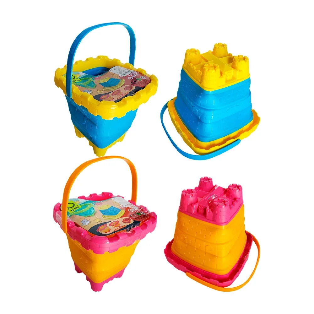 Cubeta plegable para playa con forma de castillo, variedad de colores / 6913