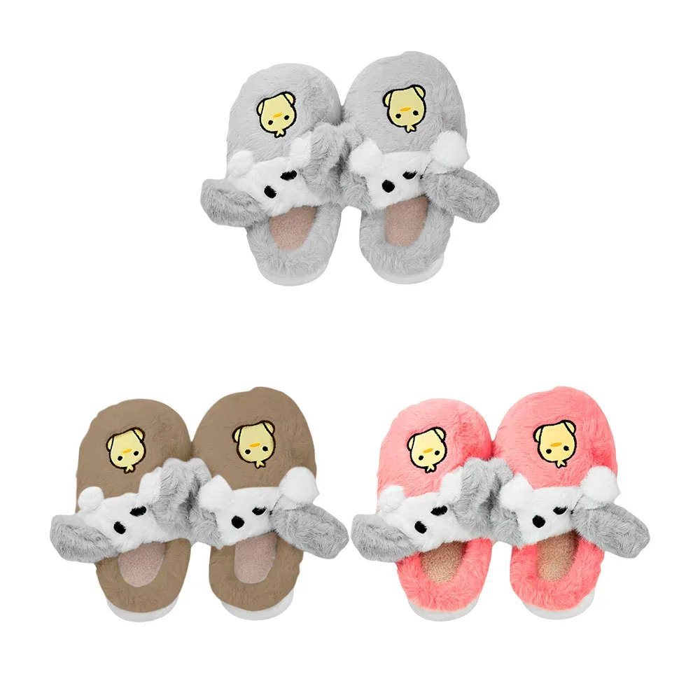 Pantuflas infantiles afelpadas de suela alta, diseño de animalito, variedad
