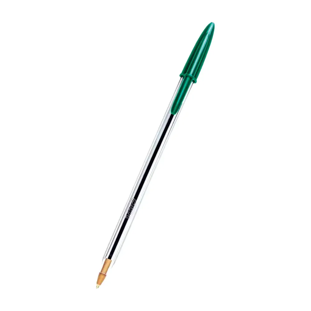 1pza pluma bic sencilla de plástico con punta fina y tinta en color verde / pluma.verde