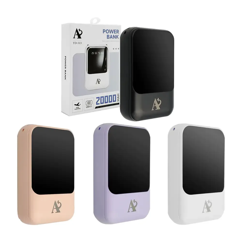 Power bank de 20000mah con entrada para usb, tipo-c y micro, indicador de batería y linterna