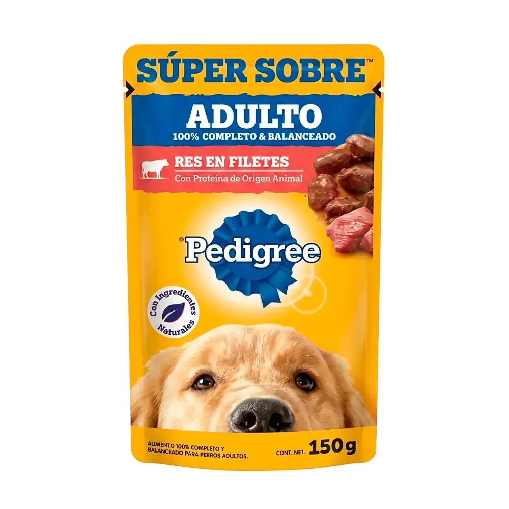 1pz alimento húmedo pedigree sabor res en filetes para perros adultos, 150g / 5945