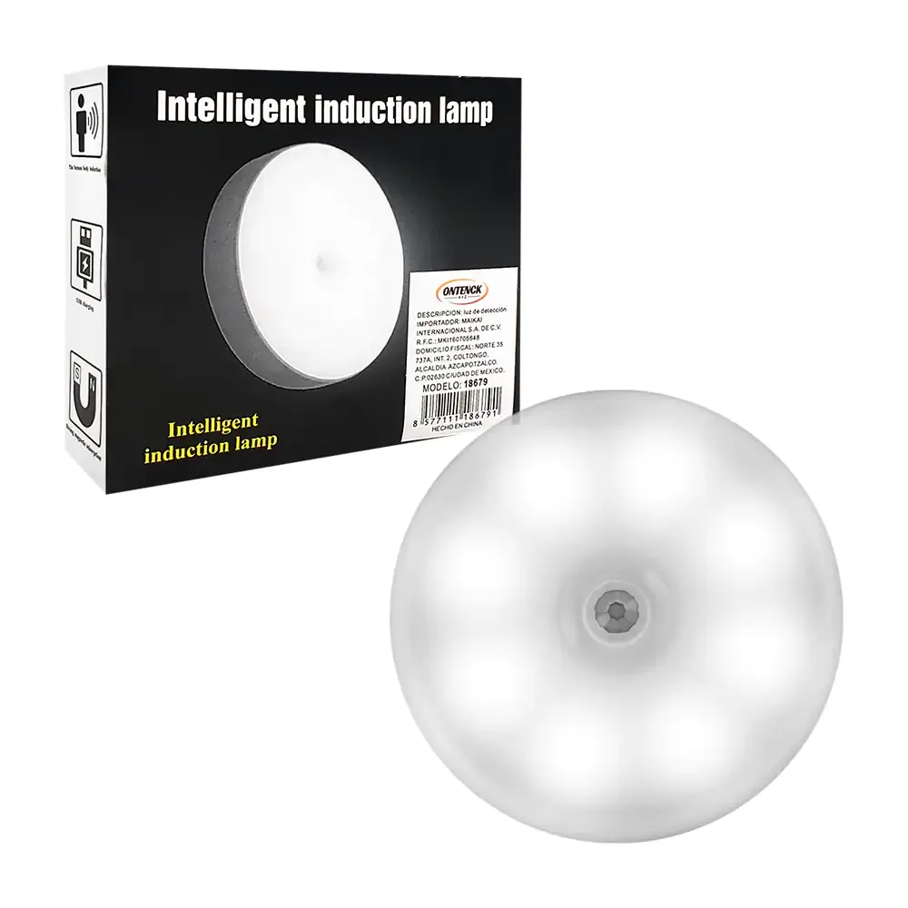 Lámpara de noche recargable en forma redonda con 2 modos de iluminación + imán