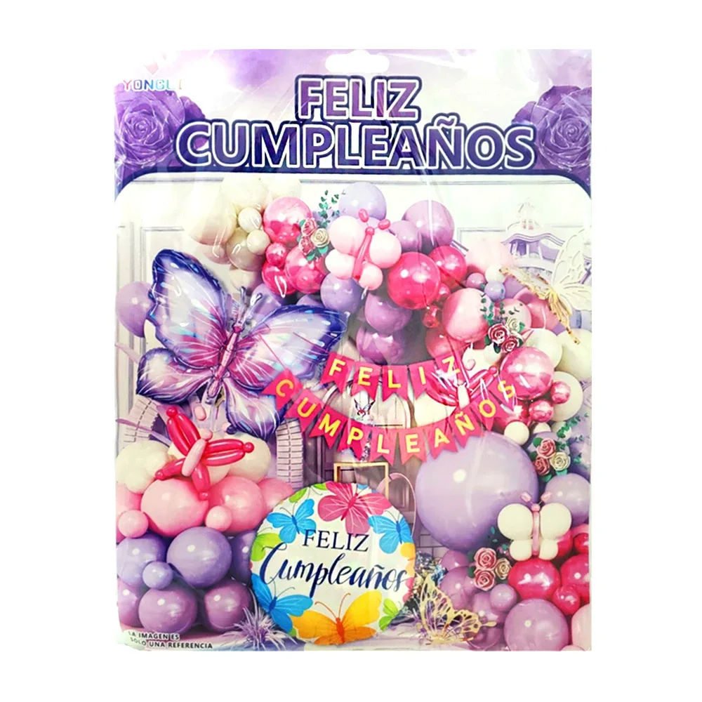 Set de globos decorativos con 45 pcs en tonos morados metálicos / ygli-93269
