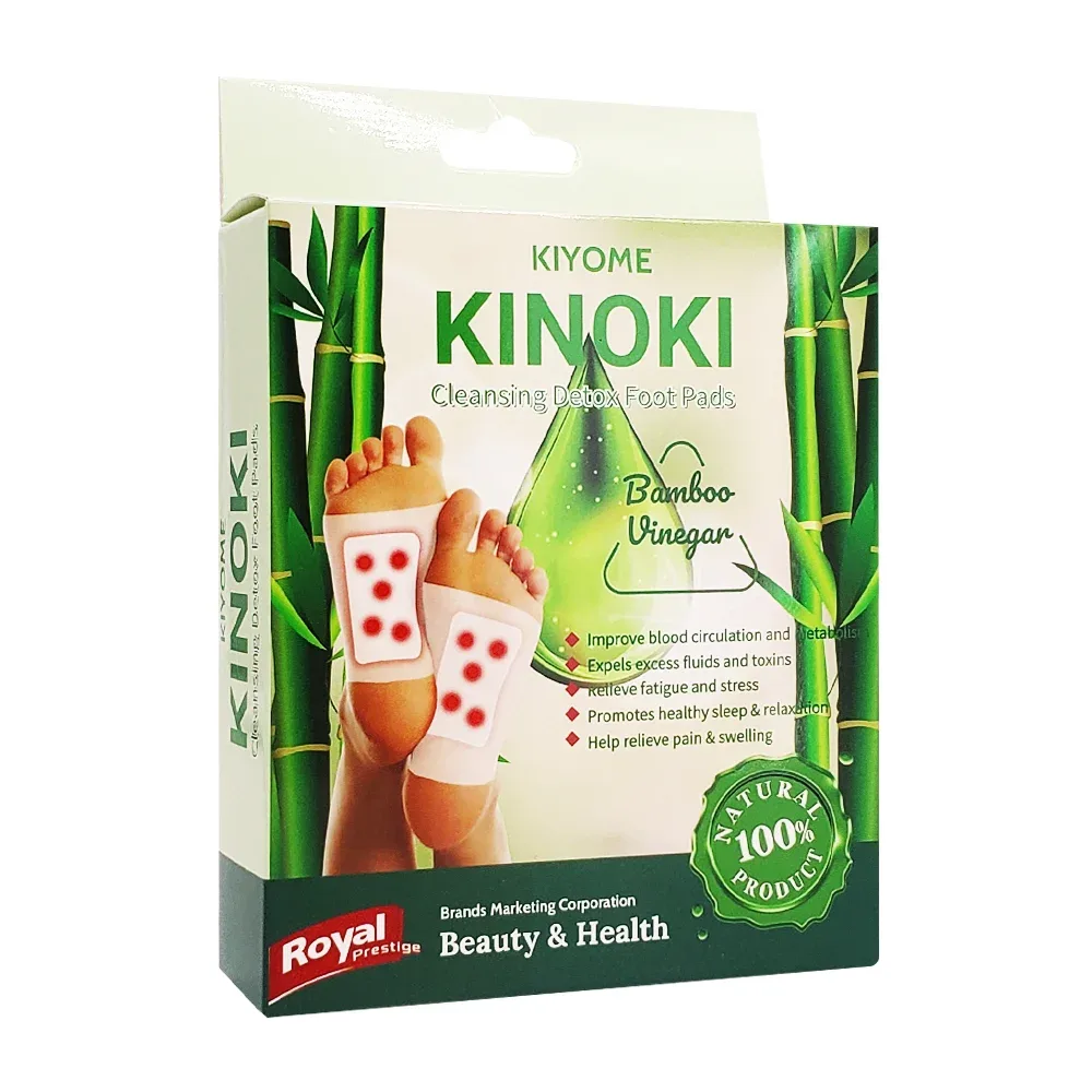Caja con 10 parches desintoxicantes para pies con extracto de bambú / kinoki royal prestige