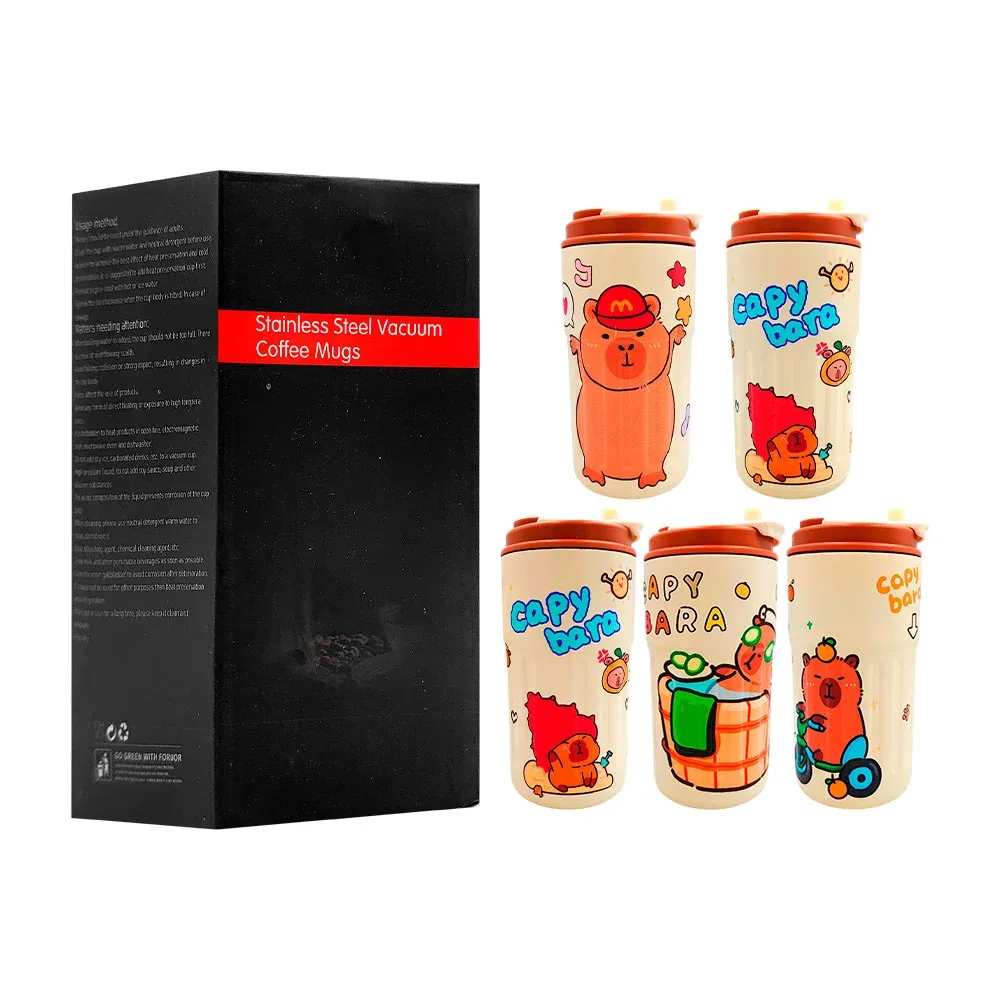 Vaso tipo termo con diseño de capibara con capacidad de 450ml, variedad