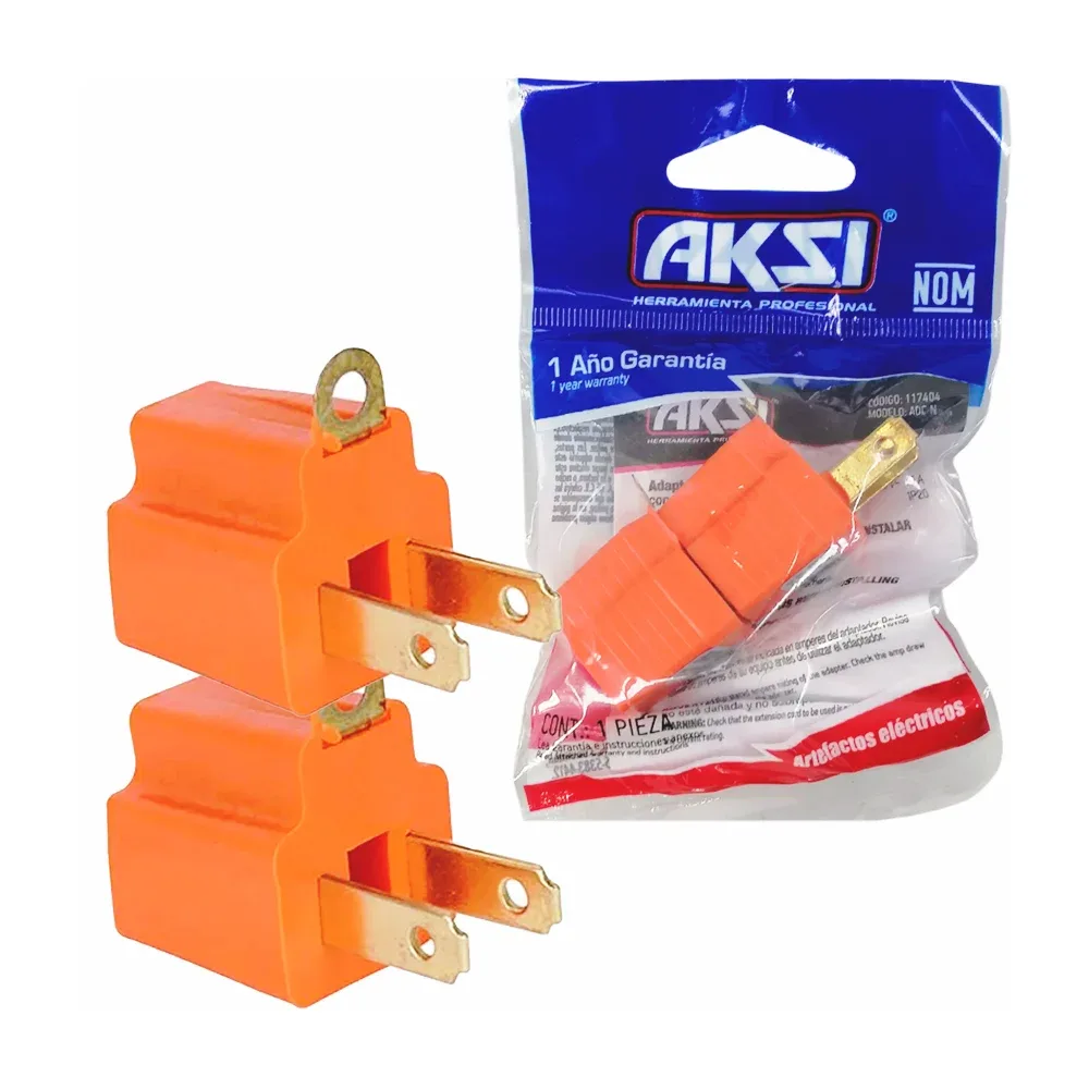 Set 2 adaptadores aksi de clavija aterrizada trifásica a bifásica / 117404