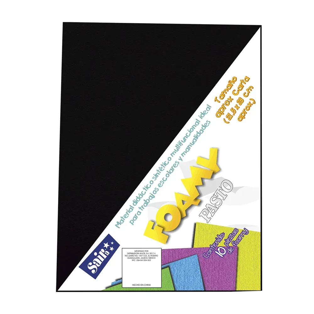 Paquete con 10 hojas de foamy plush pasto tamaño carta color negro / 100289