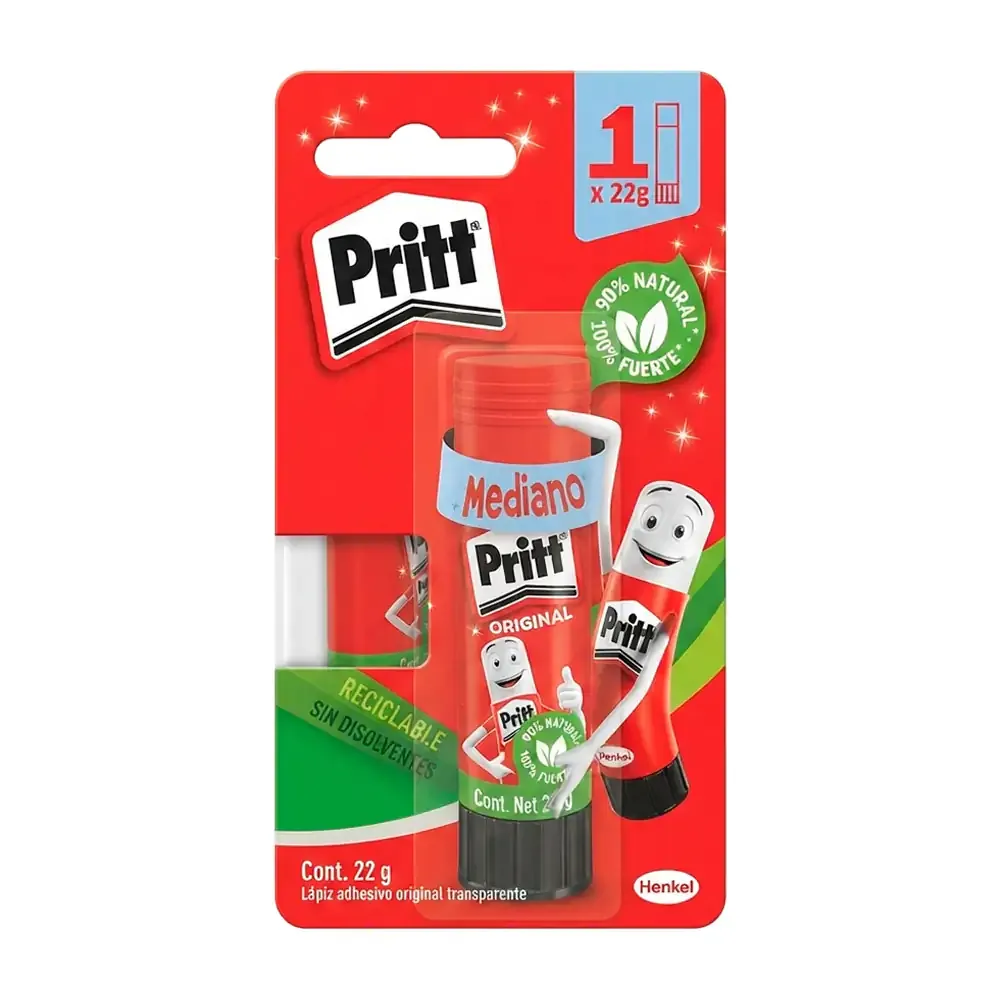 Blíster con lápiz adhesivo pegamento pritt en barra de 22g