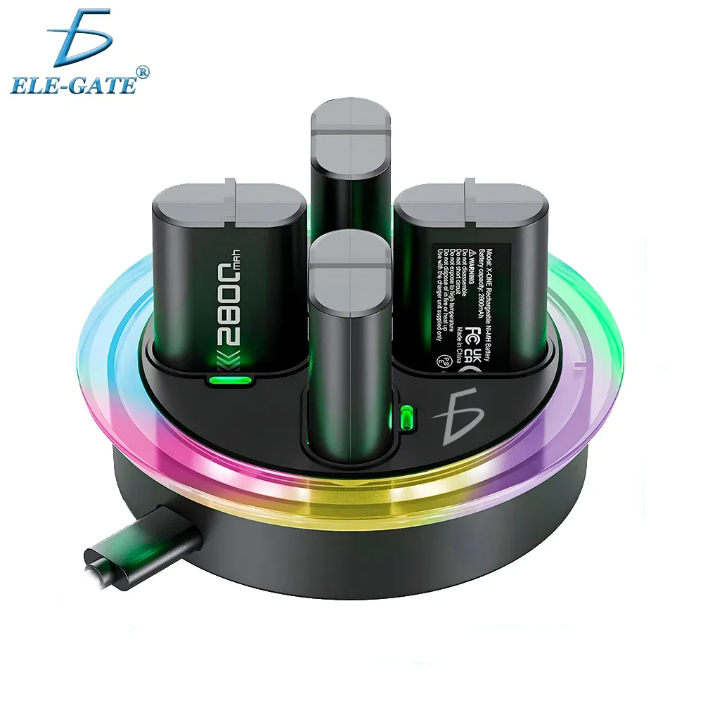 Paquete de baterias recargables para consolas de video juegos y base de carga con luces rgb / ch.gm.08