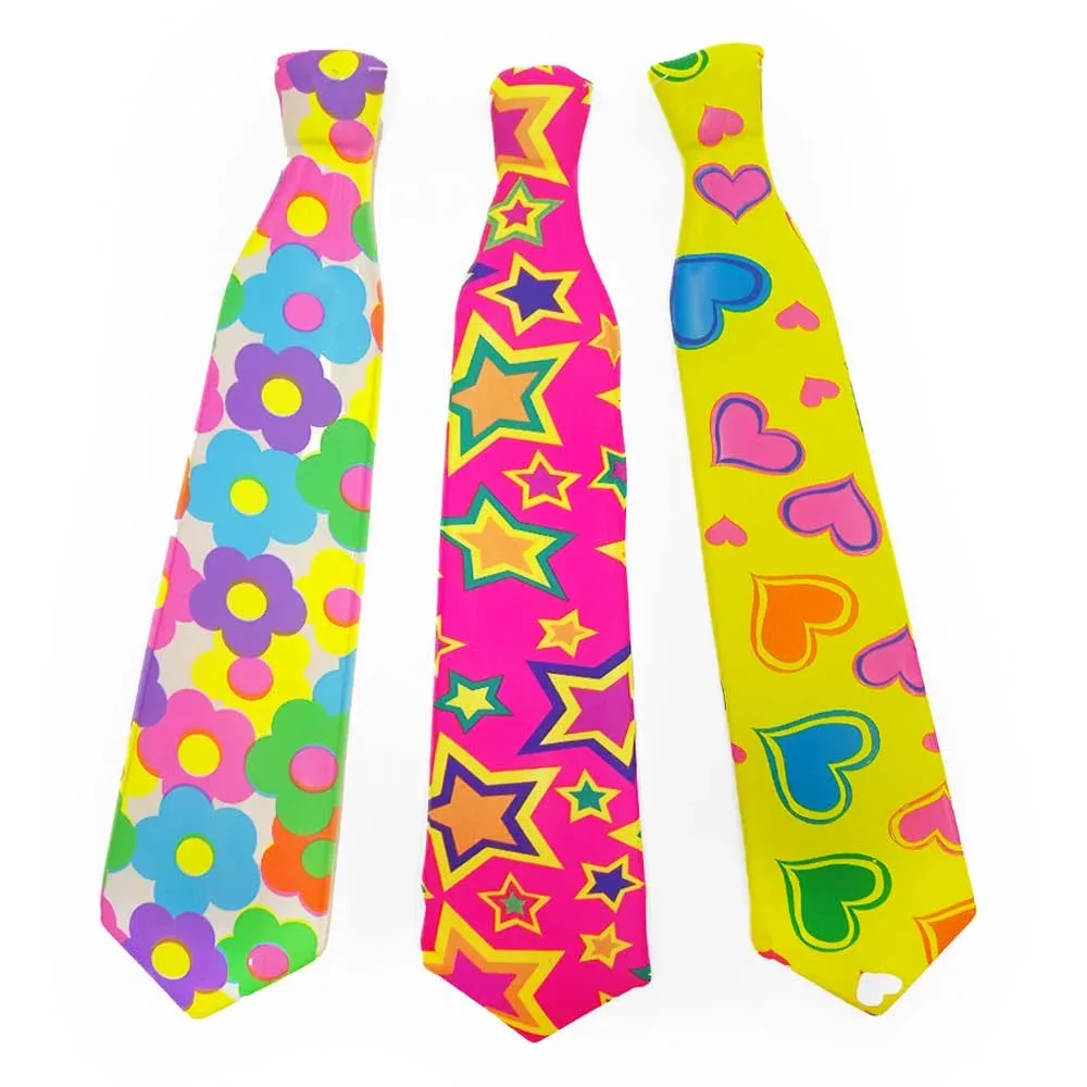 Paquete con 12 corbatas de plástico para fiesta, variedad de diseños / a-116 / k-372 / k-548 / cbt-03