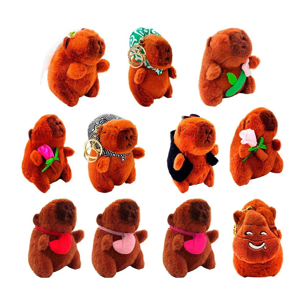 Llavero de peluche afelpado con diseño de capibara y tematica de amor, variedad de colores / llavero capibara con collar / capibara normal / aw-223