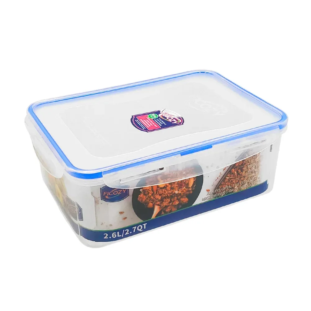 Tupper rectangular con cierre hermético con capacidad de 2.6l, resistente