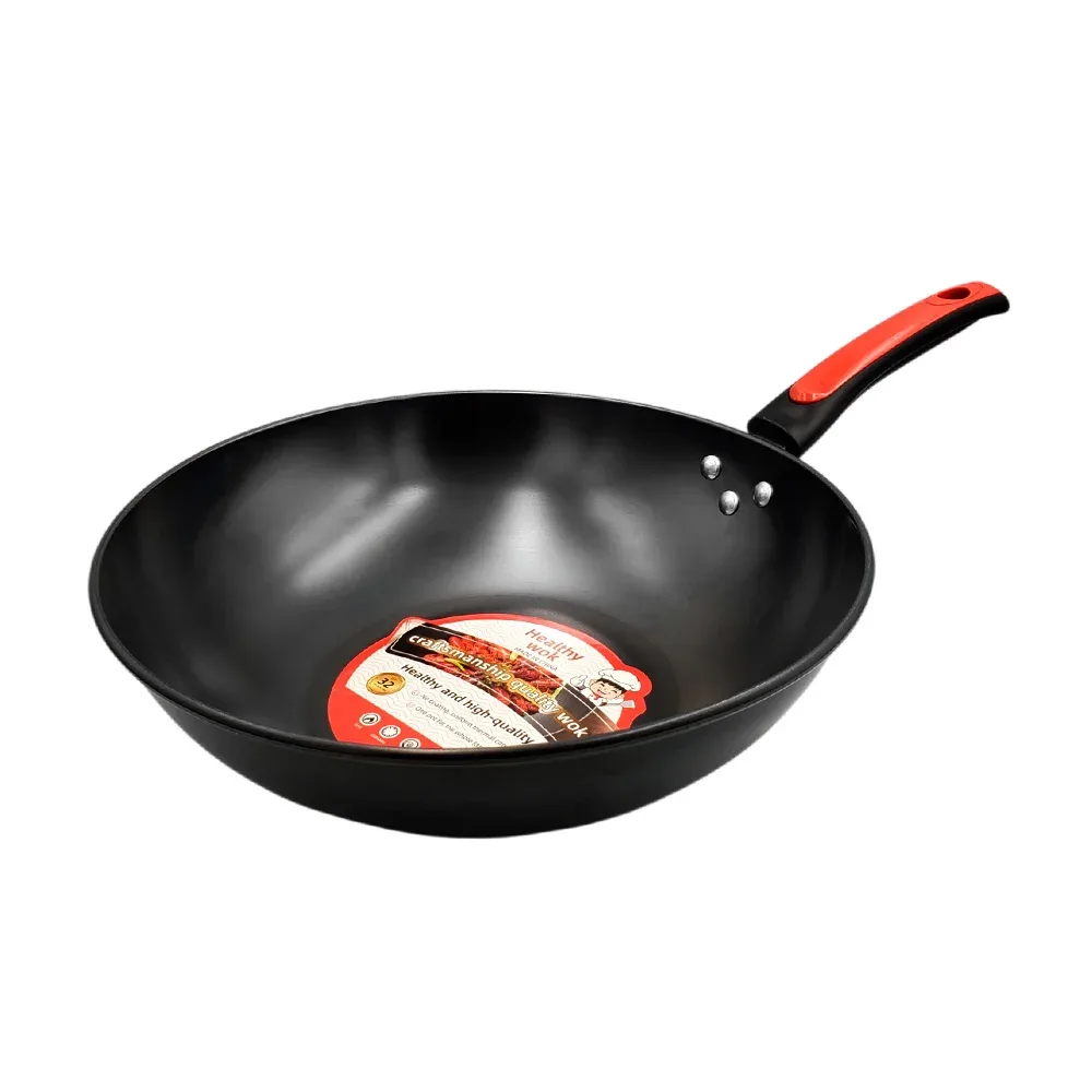 Sartén wok hondo antiadherente con mango de plástico, 32.5cm / healthy wok
