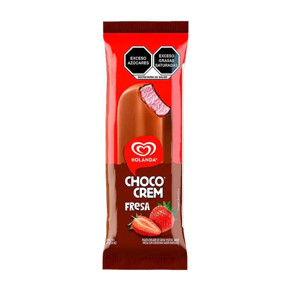 Paleta holanda choco cream sabor a fresa y cobertura de chocolate, 65g
