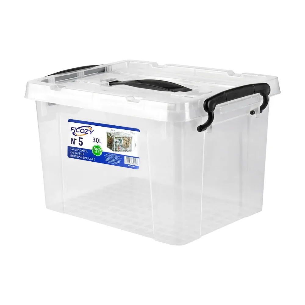 Caja de plástico transparente para almacenamiento, capacidad de 30l / n.5