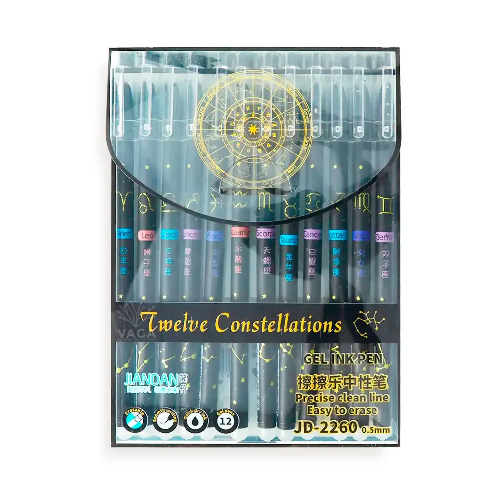 Paquete de 12 plumas mágicas borrables con diseño de signo zodiacal 0.5mm / jd-2260