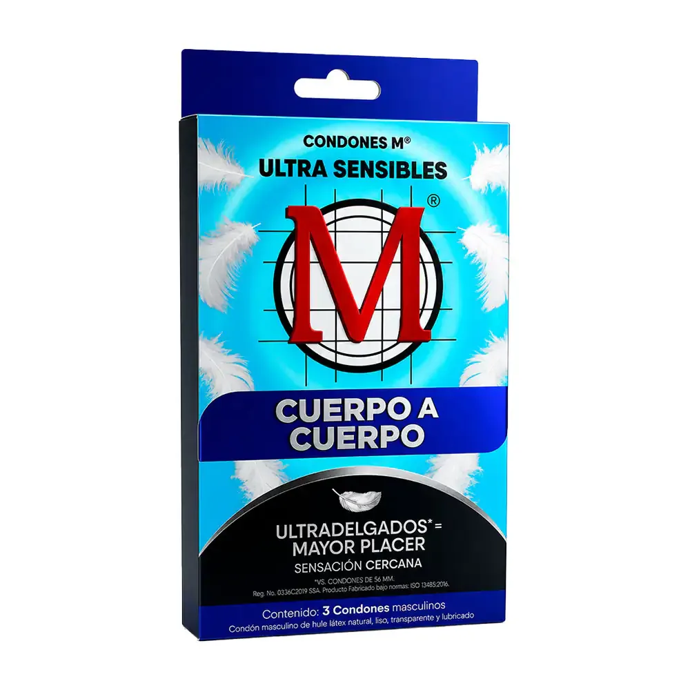 Paquete con 3 preservativos - condones M cuerpo a cuerpo ultra delgados / 012525