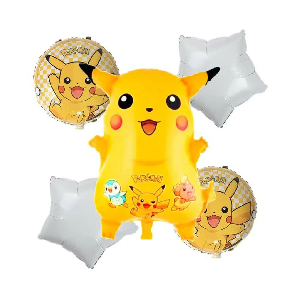 Paquete de 5 globos metálicos con diseño de pikachu, variedad de diseños / zhsq-18