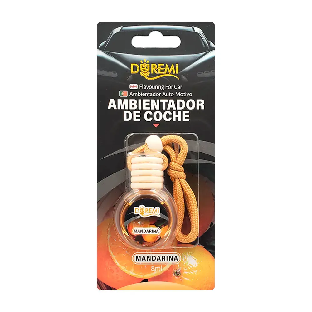 Aromatizante - ambientador de coche en frasco con cordón para colgar, 8ml, aroma mandarina