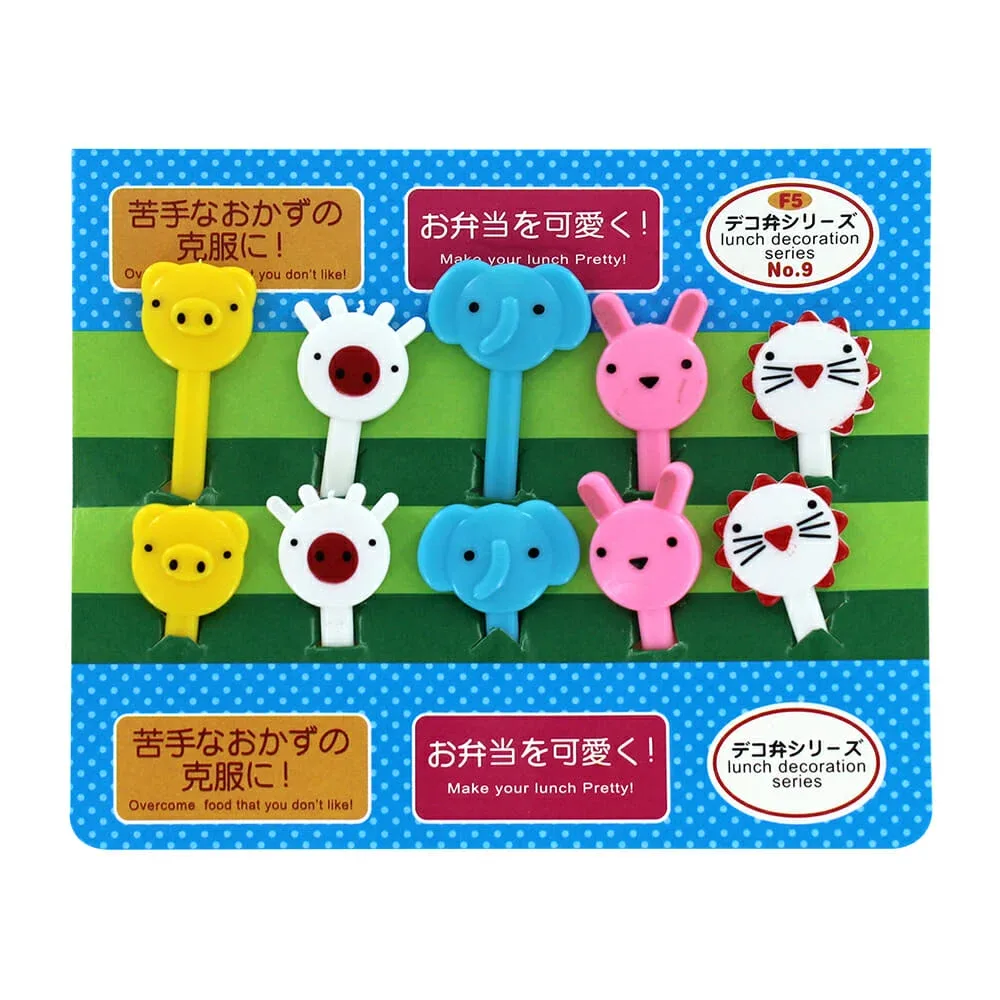 Juego con 10 palillos de plástico con decorado de animales / ro-2f1325