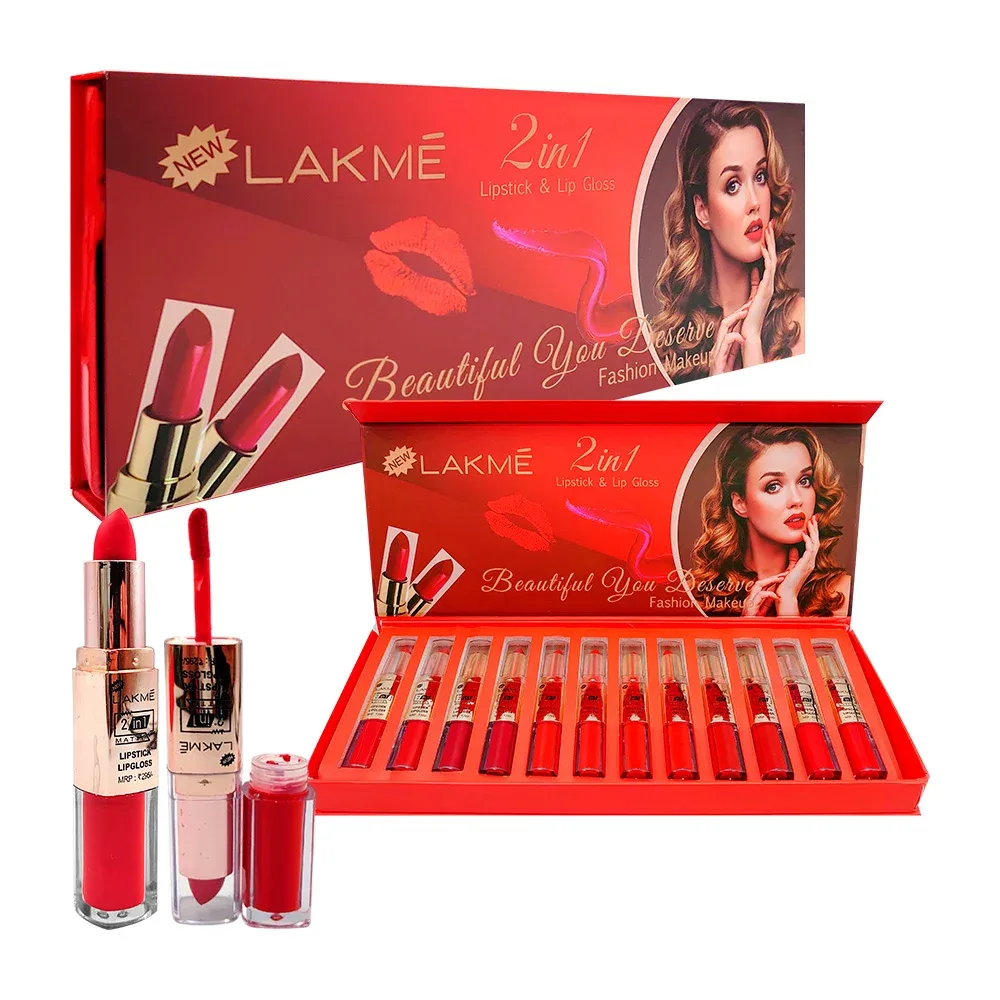 Paquete 2 en 1, con 12 labiales matte en barra y brillos labiales de diversos tonos / lakme / 295-2