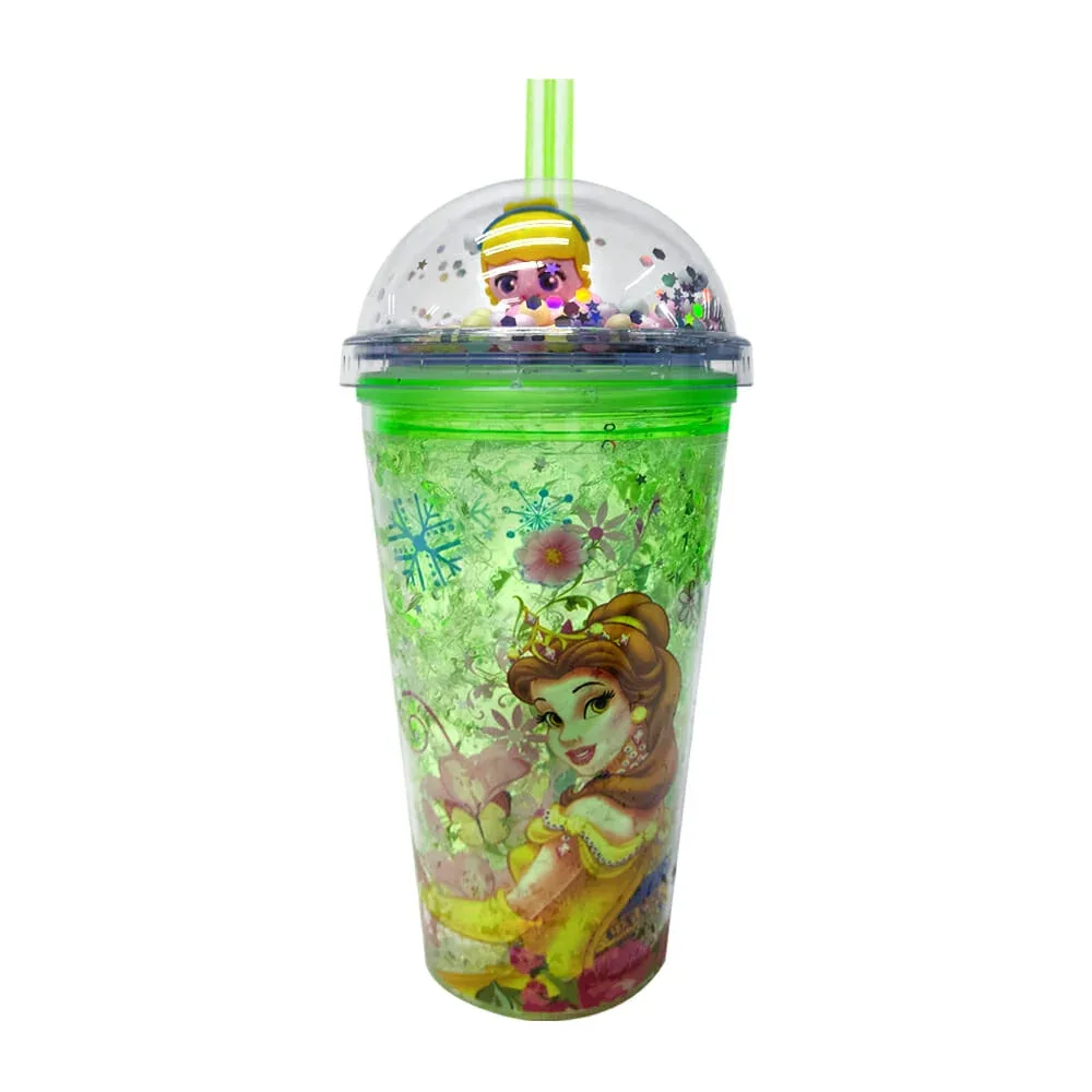 Vaso de acrílico con luces + tapa con diseño de princesas disney, variedad de colores / 23-gel-005