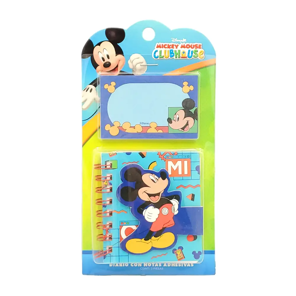 Blíster con libreta de 8x8cm con diseño de mickey mouse + notas adhesivas
