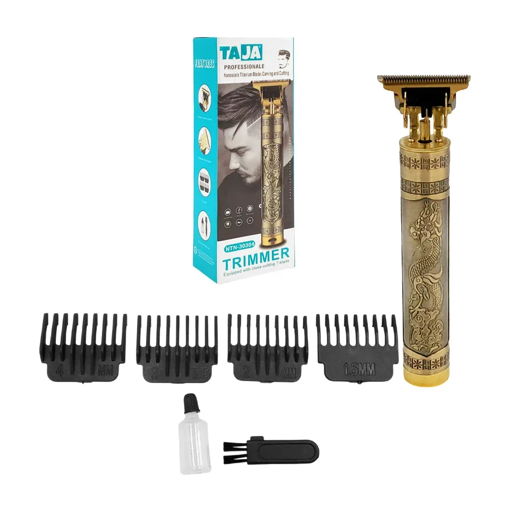Trimmer metálico profesional, inalámbrico, diseño de fénix + accesorios