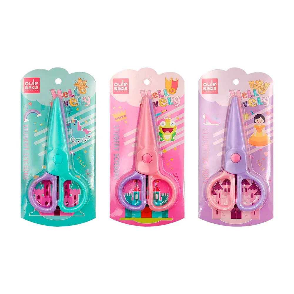 Tijeras pequeñas, infantiles, bicolor de plástico liso, variedad de colores / oulo / hello lovely / lo-1208