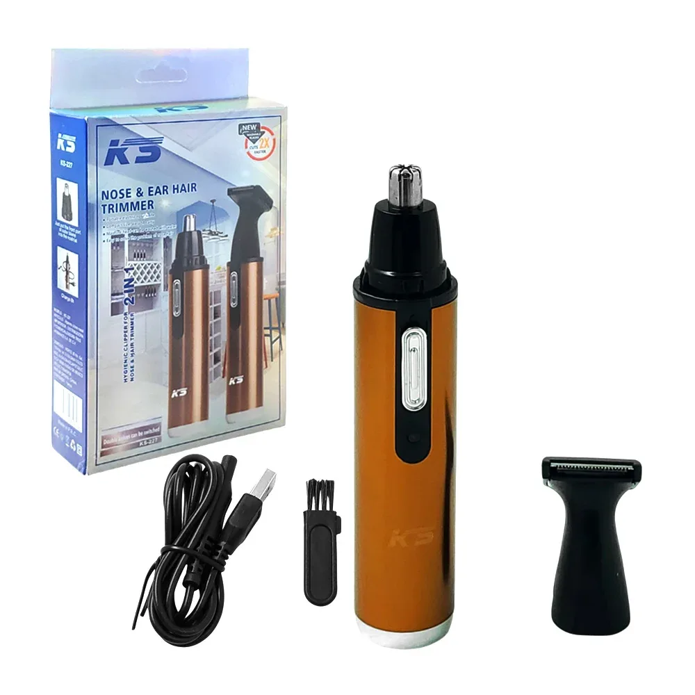 Rasuradora 2 en 1, compacta tipo trimmer para nariz y patillas, recargable
