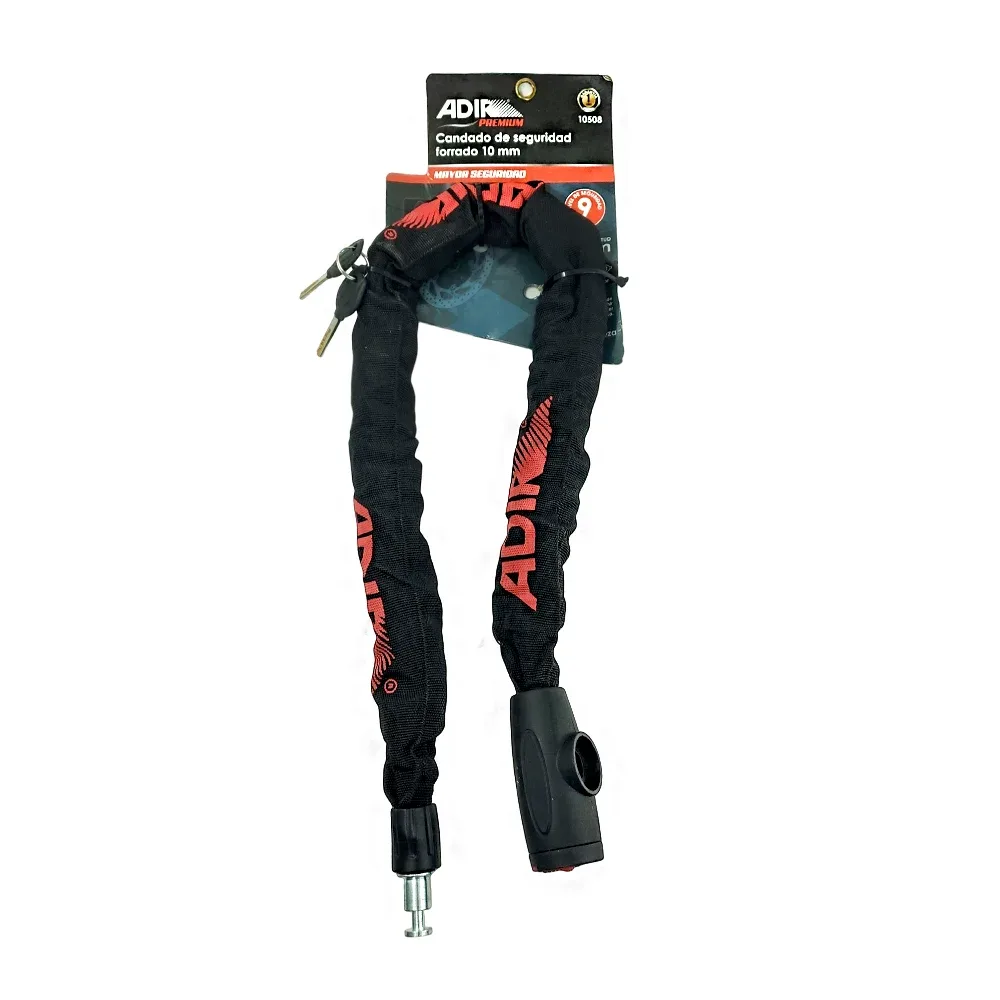 Candado de seguridad máxima, forrado 10mm, 90cm longitud, + juego de 2 llaves