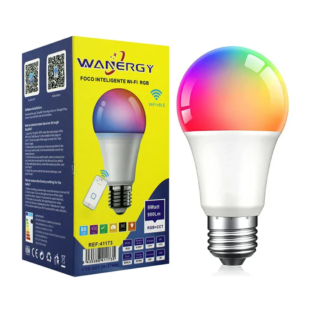 Foco led inteligente wifi rgb wanergy con consumo de 9 watts y luminosidad de 900 lúmenes / 41173