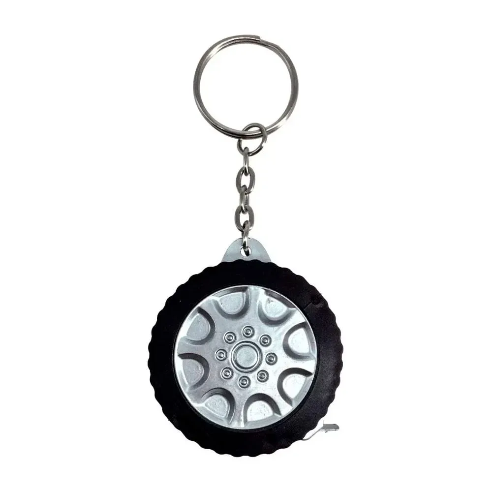 1pza Llavero en forma de llanta / rueda pequeña con flexómetro / y-0122